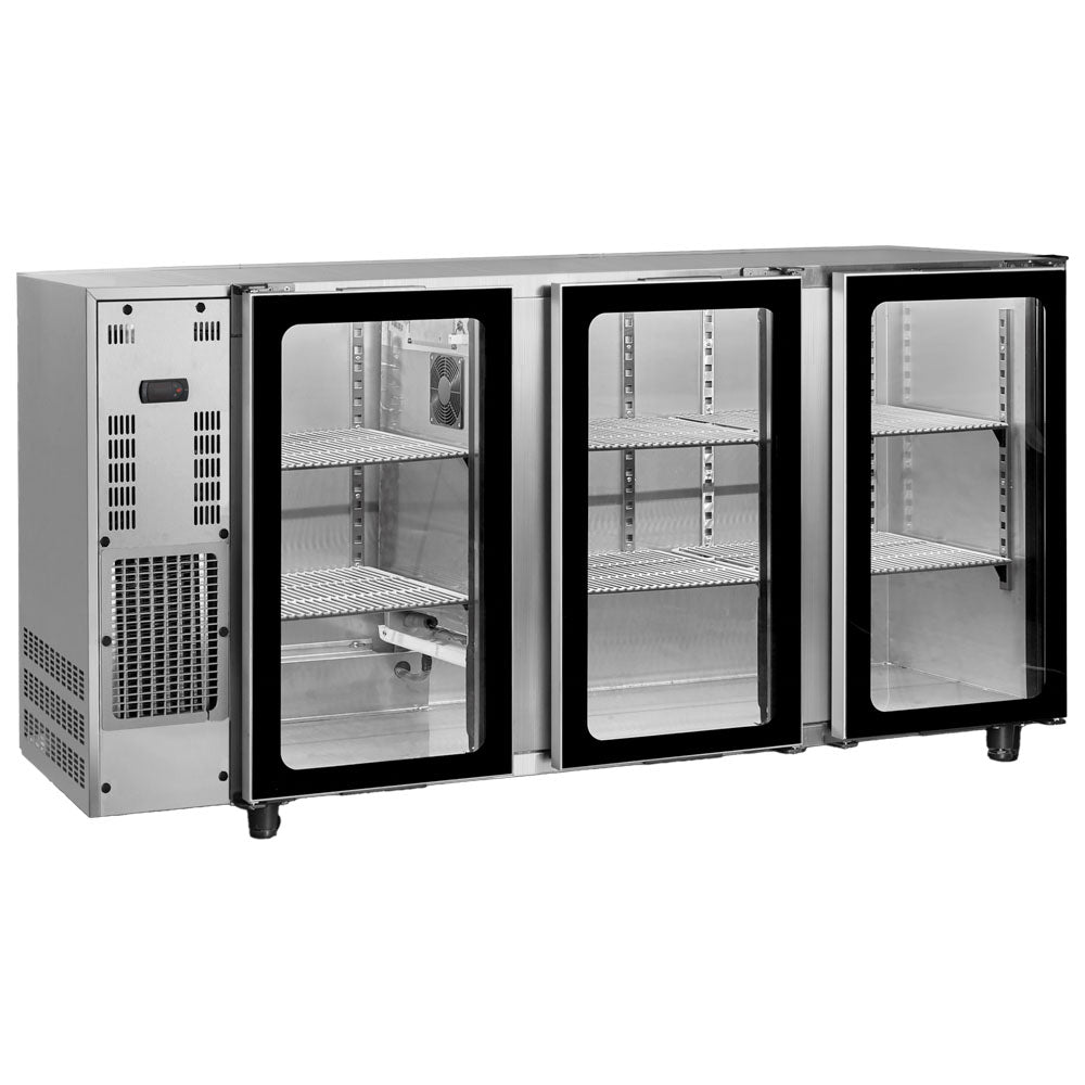 Barkühlschrank mit 3 Glasflügeltüren, 587 Liter, -2°/+8°C - Edelstahlausführung — Virtus IBC0109