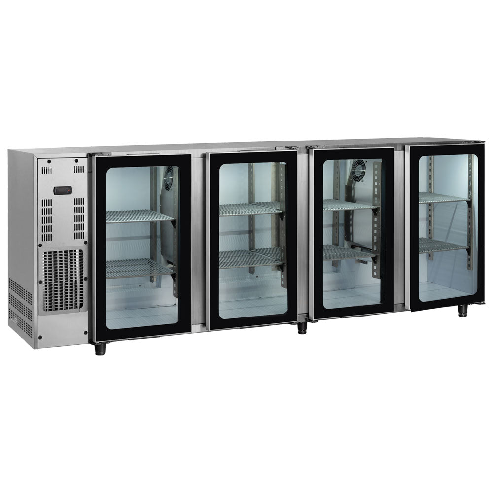 Barkühlschrank mit 4 Glasflügeltüren, 794 Liter, -2°/+8°C - Edelstahlausführung — Virtus IBC0111
