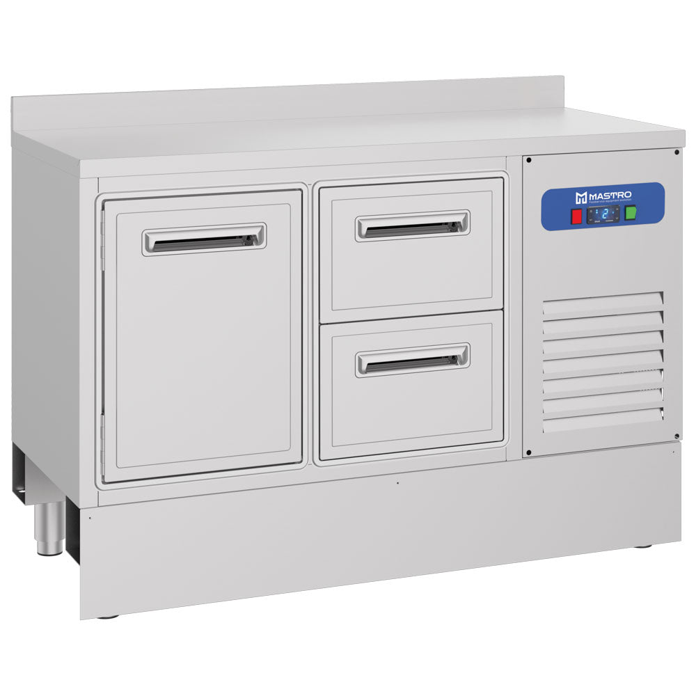 Barkühltisch mit 1 Tür und 2 Schubladen, 1410x700 mm, 310 Liter, -2°/+8°C — Virtus IBC0123