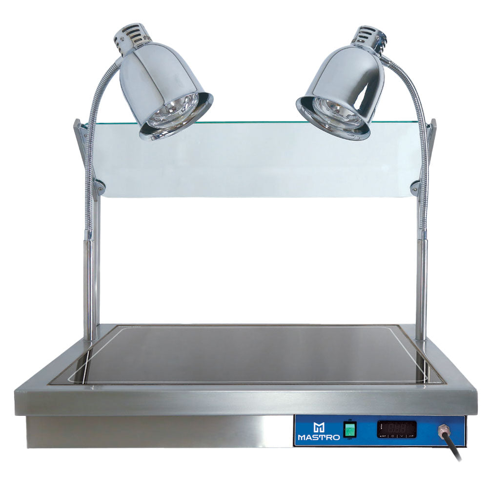 Tranchierplatte mit Hustenschutz, 3x GN 1/1 mit 2 Halogenlampen — Virtus ICA0010