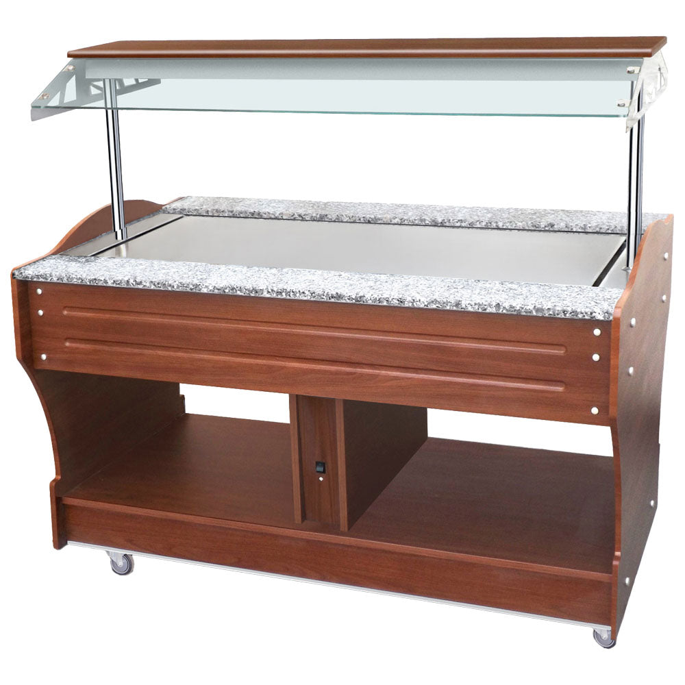 neutrales Buffet mit Edelstahlplatte, Inselmodell, 4x GN 1/1, Haube nicht absenkbar — Virtus IEB0020