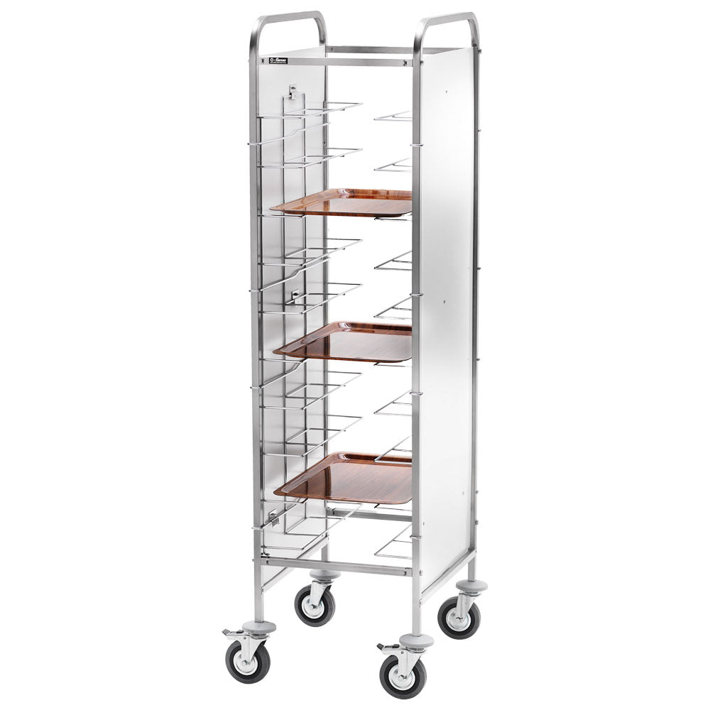 Transportwagen für Tabletts mit Seitenverkleidung, 10x 530x600 mm, H=125 mm — Virtus IFA0037
