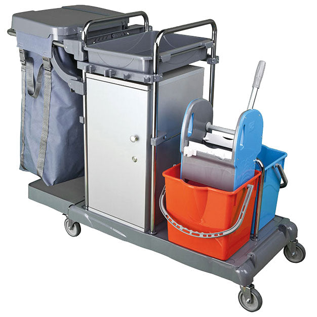 Reinigungswagen mit Sackhalter und Schrank — Virtus IFC0017