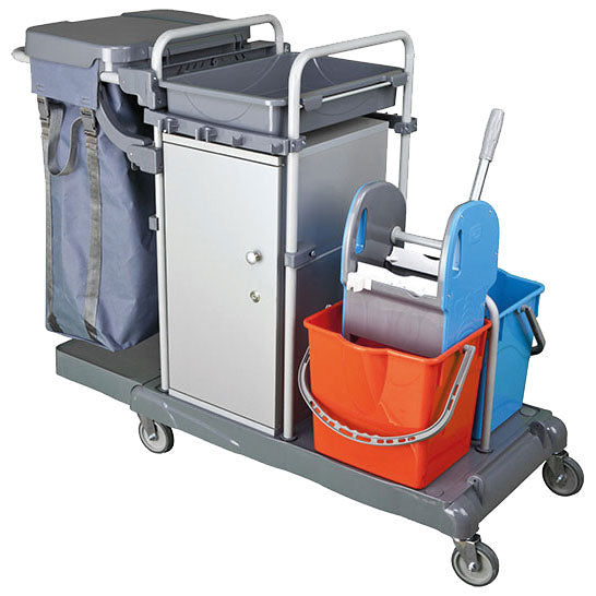 Reinigungswagen mit Sackhalter, Schrank und Moppeimer — Virtus IFC0018