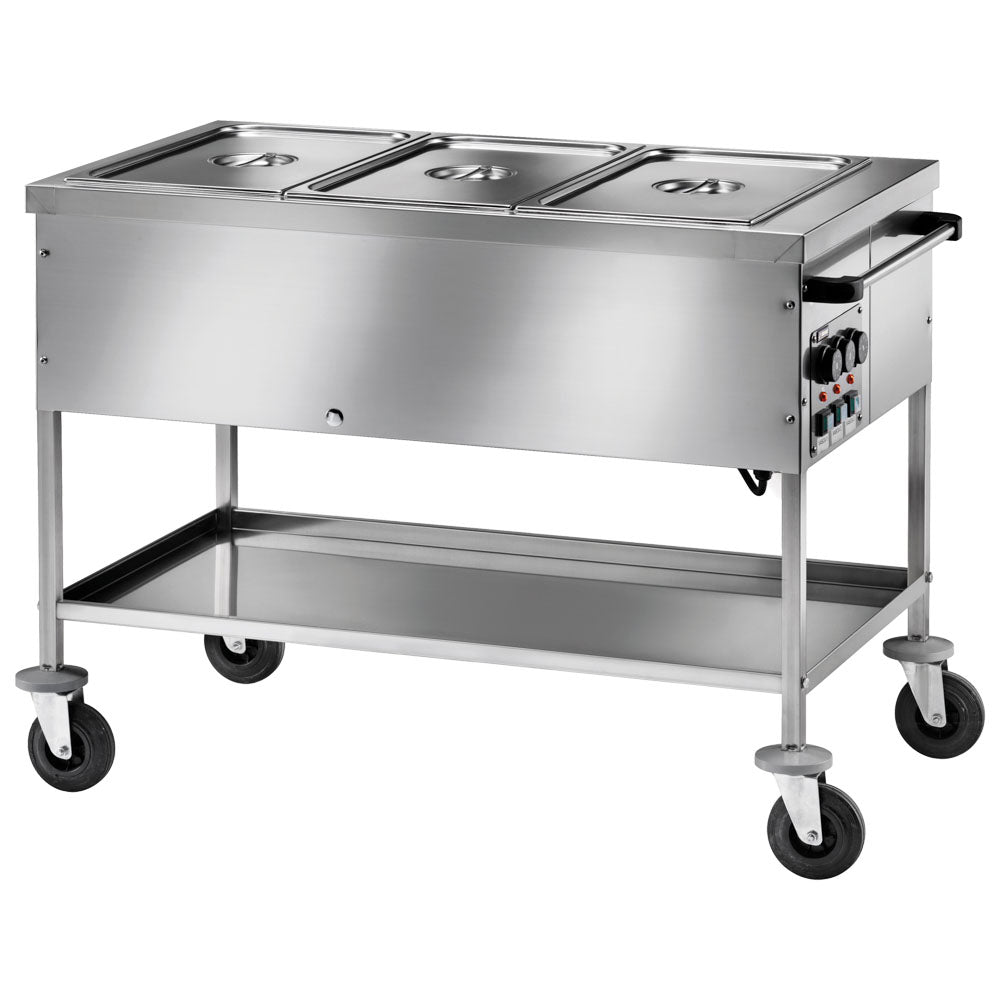 Bainmarie-Wagen mit Zwischenboden, 3x GN 1/1 H=150 mm, 3 Temperaturzonen — Virtus IFD0002/F