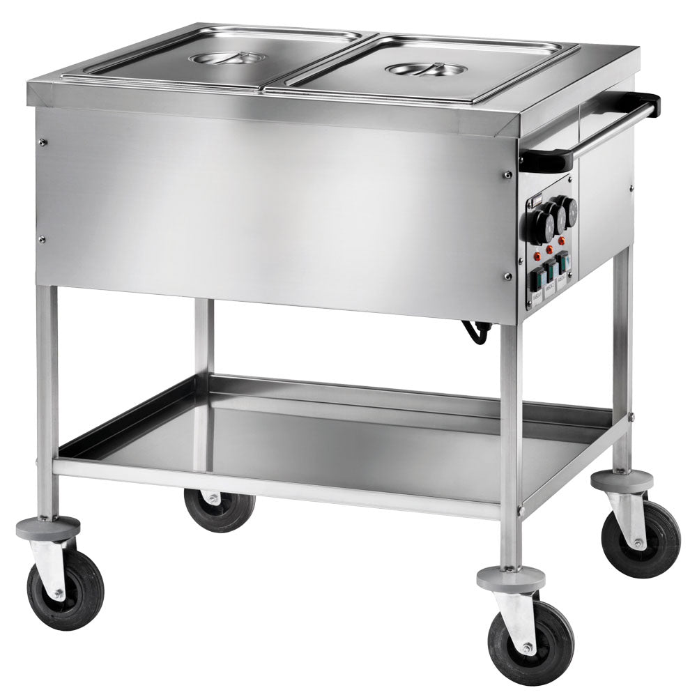 Bainmarie-Wagen mit Zwischenboden, 2x GN 1/1 H=150 mm, 2 Temperaturzonen — Virtus IFD0010/F