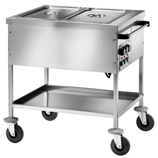 Bainmarie-Wagen mit Zwischenboden, 2x GN 1/1 H=150 mm, 2 Temperaturzonen — Virtus IFD0010/F