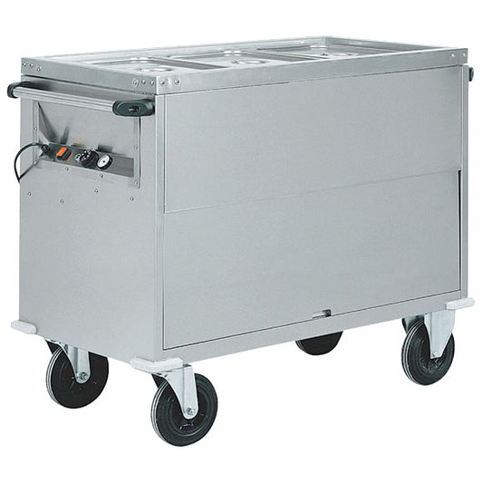 Bainmarie-Wagen auf beheiztem Schrank, 3x GN 1/1 H=200 mm, 3 Temperaturzonen — Virtus IFD0031/F