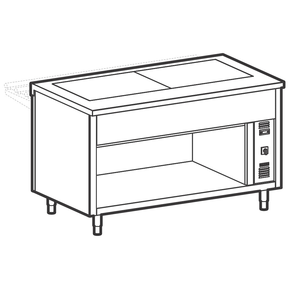 Warmhalteplatte mit gehärtetem Glas auf offenem Unterbau, 5x GN 1/1 — Virtus IIA4013
