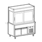 Kühlvitrine 3-etagig mit Kühlwanne auf gekühltem Unterbau, Rollblende kundenseitig, 6x GN 1/1 — Virtus IIA5100