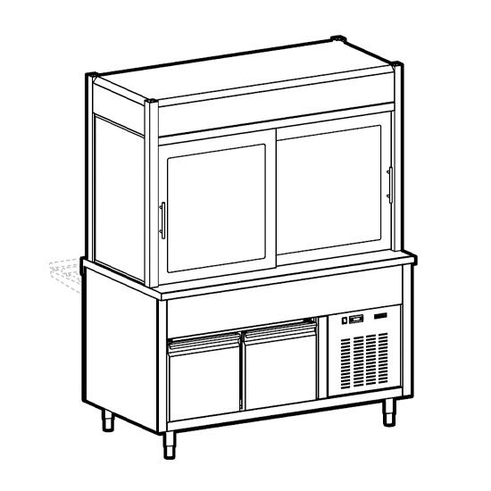 Kühlvitrine 2-etagig mit Kühlwanne auf gekühltem Unterbau, 4x GN 1/1 — Virtus IIA5111