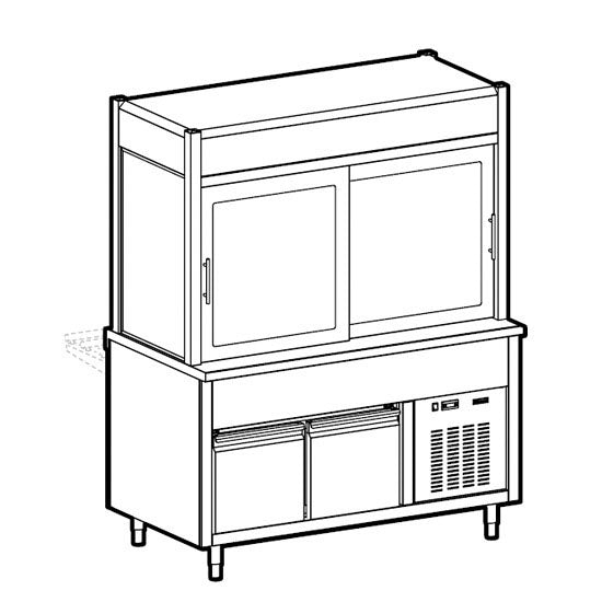 Kühlvitrine 3-etagig mit Kühlplatte auf gekühltem Unterbau, 6x GN 1/1 — Virtus IIA5151