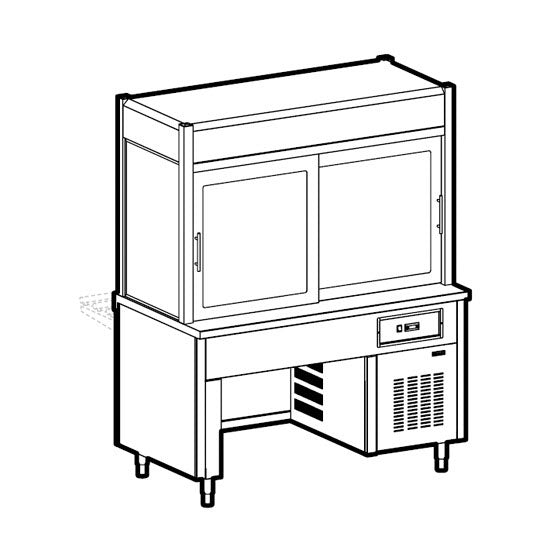 Kühlvitrine 3-etagig mit Kühlplatte auf Brückenstruktur, Rollblende kundenseitig, 6x GN 1/1 — Virtus IIA5155