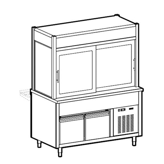 Kühlvitrine 3-etagig, Kühlplatte auf gekühltem Unterbau, Rollblende kundenseitig, 5x GN 1/1 — Virtus IIA5162