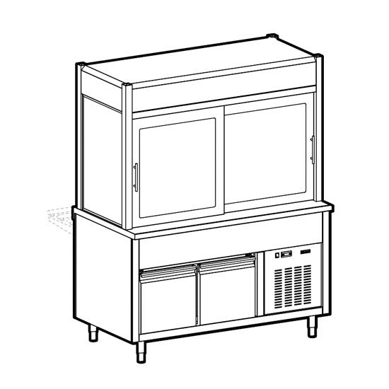 Kühlvitrine 3-etagig mit Kühlwanne auf gekühltem Unterbau, 6x GN 1/1 — Virtus IIA5188