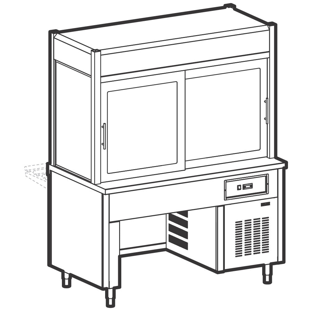 Kühlvitrine 3-etagig mit Kühlwanne auf Brückenstruktur, Rollblende kundenseitig, 5x GN 1/1 — Virtus IIA5191