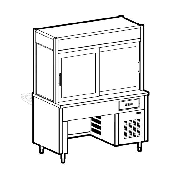 Kühlvitrine 3-etagig mit Kühlwanne auf Brückenstruktur, Rollblende kundenseitig, 6x GN 1/1 — Virtus IIA5192