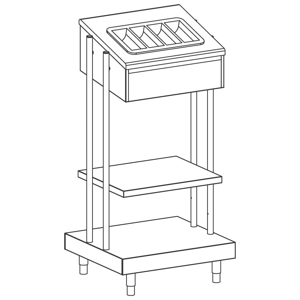 Tablett- und Besteck-Ausgabeelement, mit Besteckbehälter aus PVC, 686x700 mm — Virtus IIA6017
