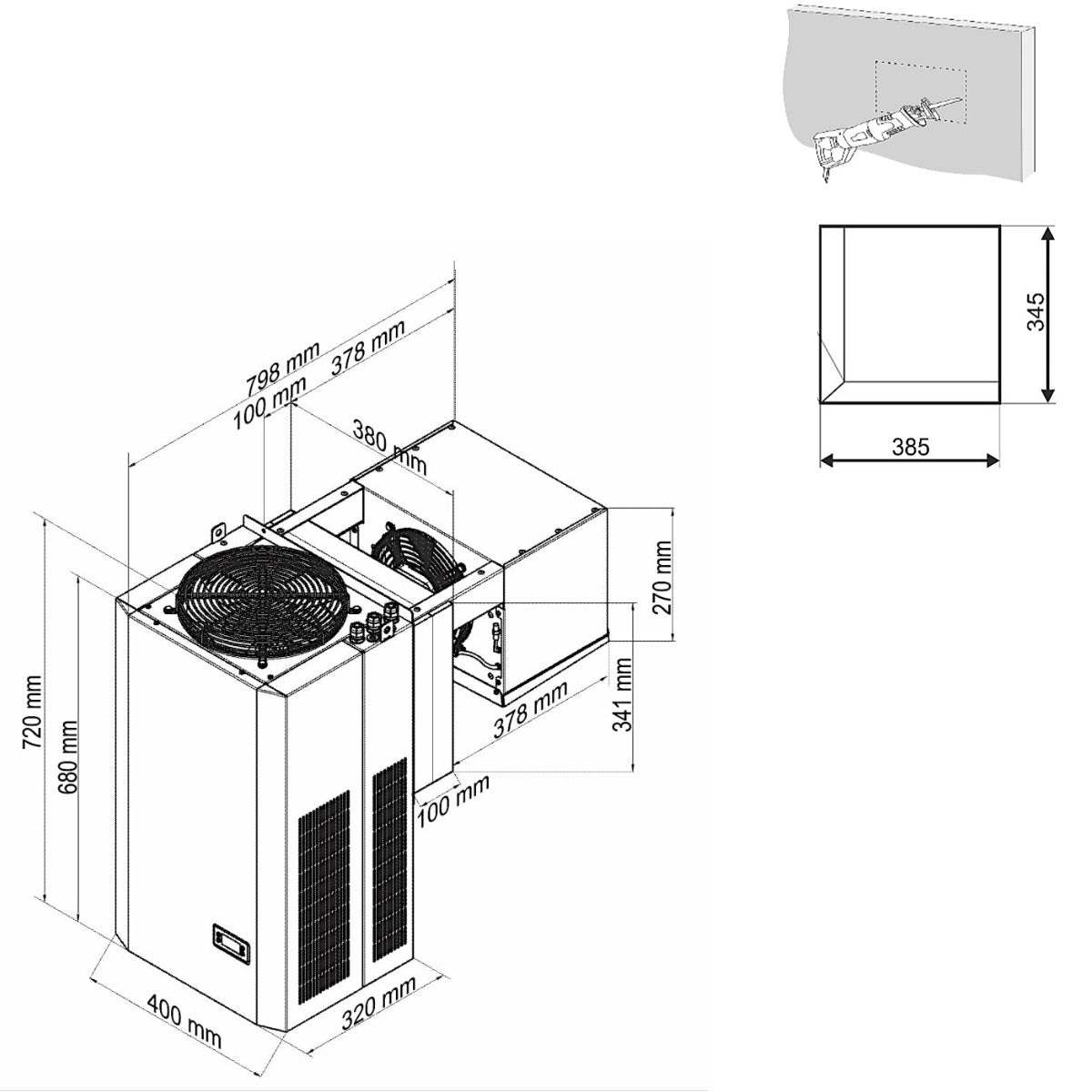 Kühlaggregat Plug-In, 580 W, 230V, 50Hz | A&S KA-13
