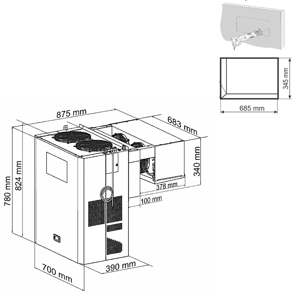 Kühlaggregat Plug-In, 2200 W, 230V, 50Hz | A&S KA-34