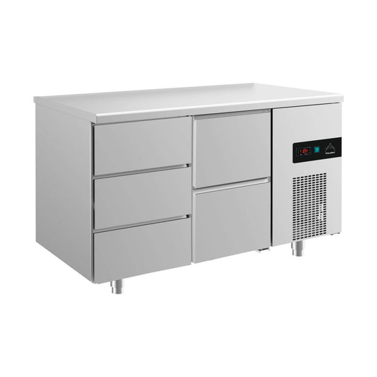 Refrigerated counter -2 to +8°C 1400 × 700 × 850 mm with 1x two drawers and 1x three drawers | A&S KT2DZ