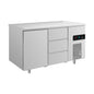 Kühltisch -2 bis +8°C 1400 × 700 × 850 mm mit 1x Tür und 1x drei Schubladen | A&S KT2TD