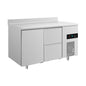 Kühltisch -2 bis +8°C 1400 × 700 × 850 mm mit 1x Tür und 1x zwei Schubladen u. Aufkantung | A&S KT2TZA