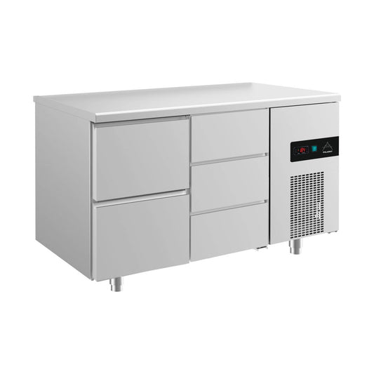 Refrigerated counter -2 to +8°C 1400 × 700 × 850 mm with 1x two drawers and 1x three drawers | A&S KT2ZD