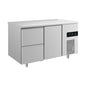 Kühltisch -2 bis +8°C 1400 × 700 × 850 mm mit 1x Tür und 1x zwei Schubladen | A&S KT2ZT