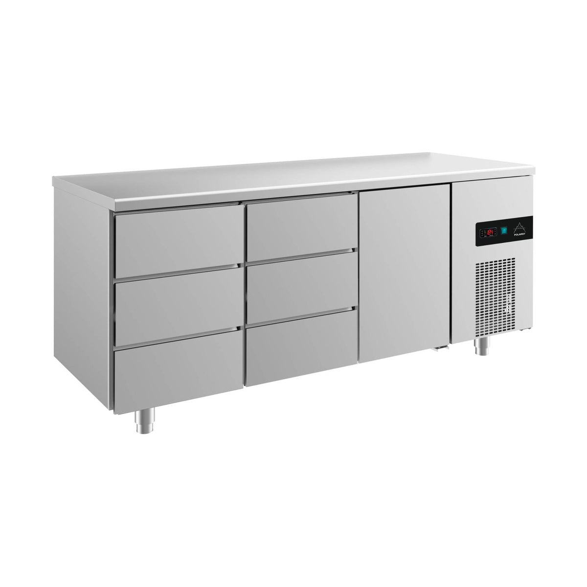 Kühltisch -2 bis +8°C 1865 × 700 × 850 mm mit 1x Tür und 2x drei Schubladen | A&S KT3DDT