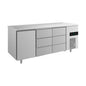 Kühltisch -2 bis +8°C 1865 × 700 × 850 mm mit 1x Tür und 2x drei Schubladen | A&S KT3TDD