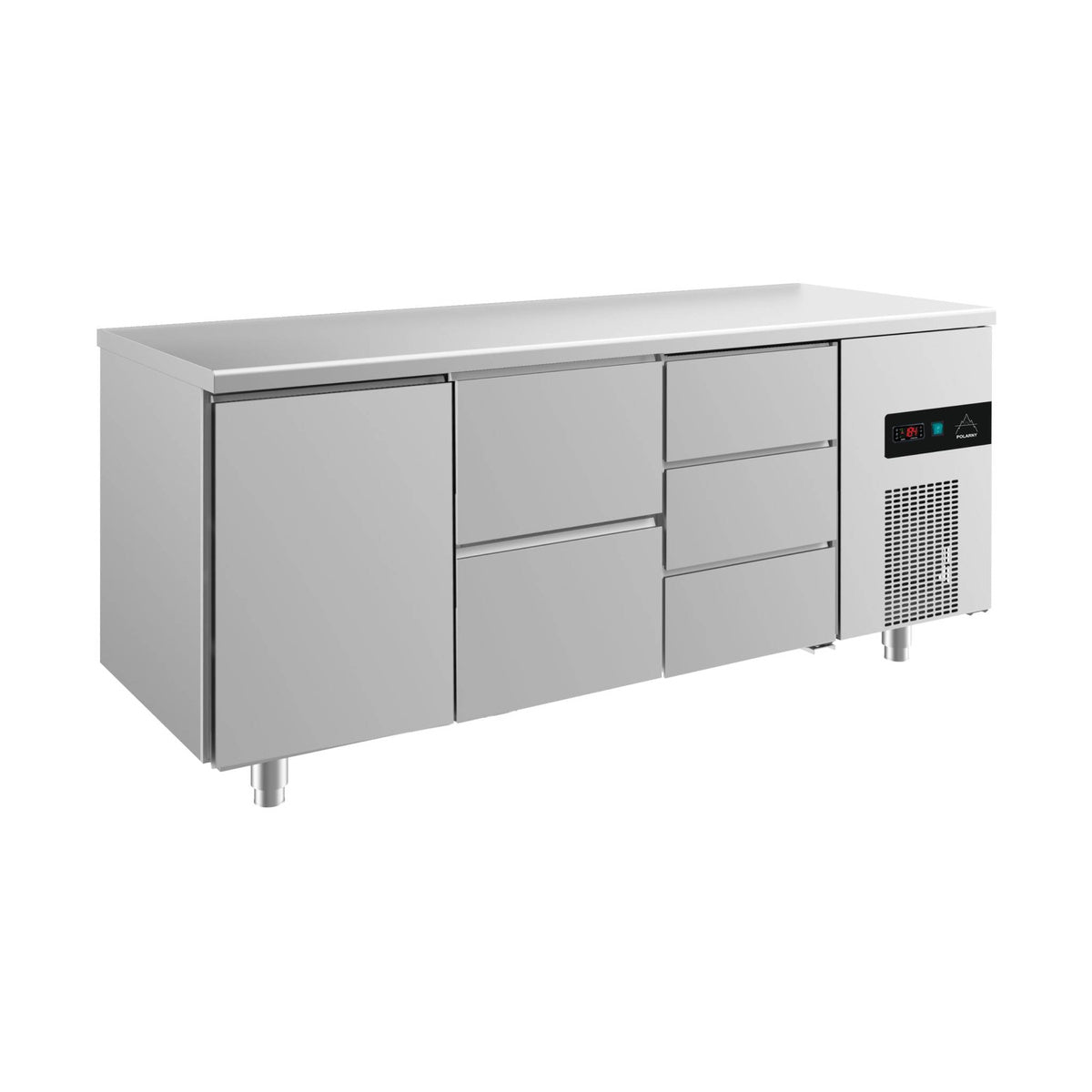 Kühltisch -2 bis +8°C 1865 × 700 × 850 mm mit 1x Tür, 1x zwei Schubladen und 1x drei Schubladen | A&S KT3TZD