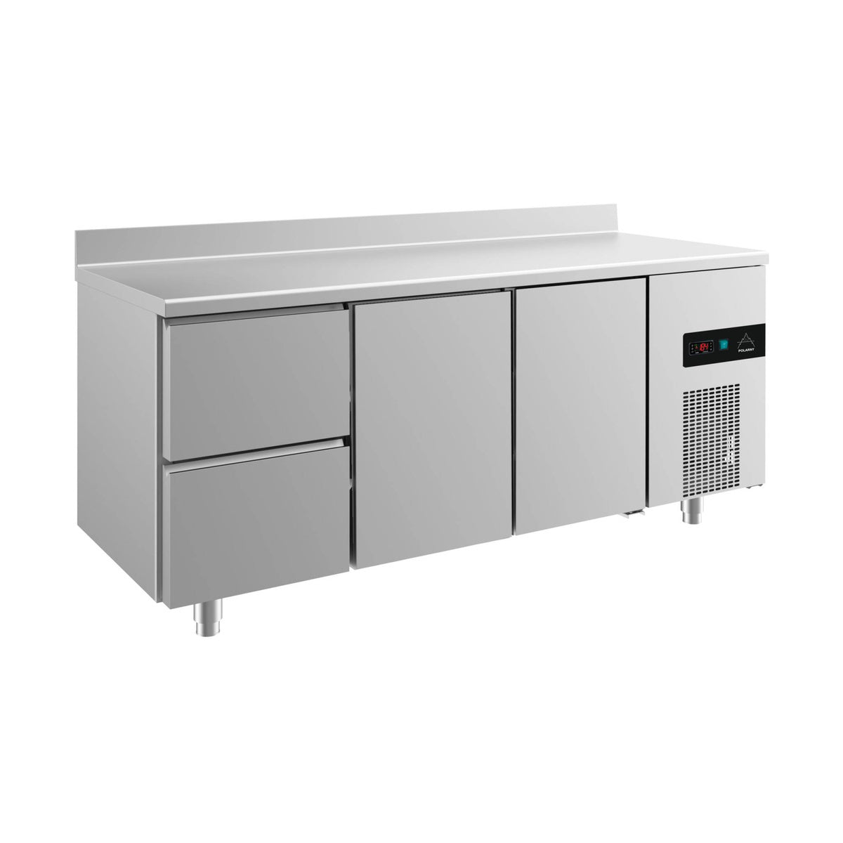 Kühltisch -2 bis +8°C 1865 × 700 × 850 mm mit 2x Türen und 1x zwei Schubladen u. Aufkantung | A&S KT3ZTTA