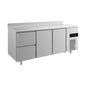 Kühltisch -2 bis +8°C 1865 × 700 × 850 mm mit 2x Türen und 1x zwei Schubladen u. Aufkantung | A&S KT3ZTTA