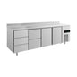 Kühltisch -2 bis +8°C 2330 × 700 × 850 mm mit 2x Türen, 1x zwei Schubladen und 1 × 3 Schubladen u. Aufkantung | A&S KT4DZTTA
