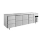 Kühltisch -2 bis +8°C 2330 × 700 × 850 mm mit 2x zwei Schubladen und 2x drei Schubladen | A&S KT4DZZD
