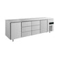 Kühltisch -2 bis +8°C 2330 × 700 × 850 mm mit 2x Türen und 2x drei Schubladen | A&S KT4TDDT