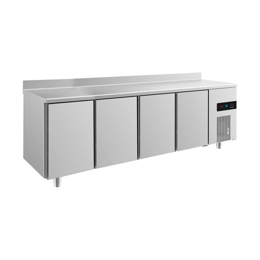 Refrigerated counter -2 to +8°C 2330 × 700 × 850 mm with 4 doors and upstand | A&S KT4TTTTA