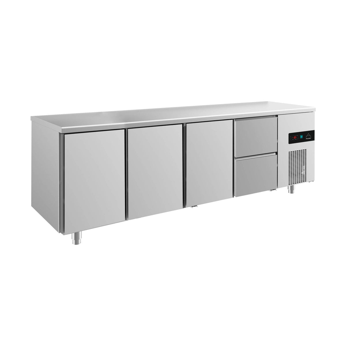 Kühltisch -2 bis +8°C 2330 × 700 × 850 mm mit 3x Türen und 1x zwei Schubladen | A&S KT4TTTZ