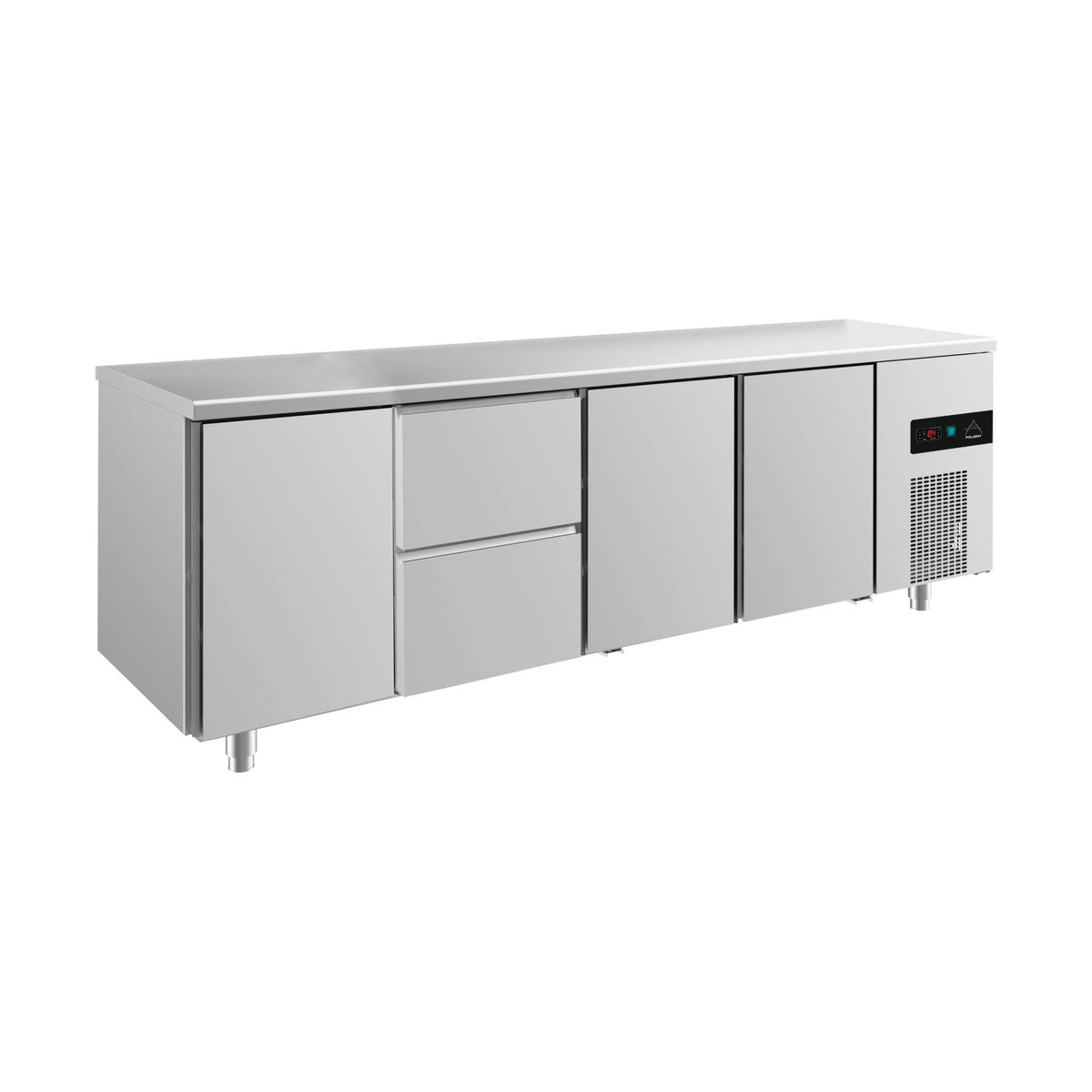 Kühltisch -2 bis +8°C 2330 × 700 × 850 mm mit 3x Türen und 1x zwei Schubladen | A&S KT4TZTT