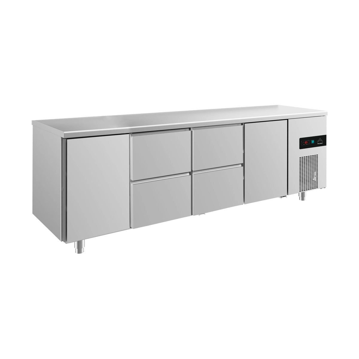 Kühltisch -2 bis +8°C 2330 × 700 × 850 mm mit 2x Türen und 2x zwei Schubladen | A&S KT4TZZT