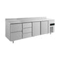 Kühltisch -2 bis +8°C 2330 × 700 × 850 mm mit 2x Türen, 1x zwei Schubladen und 1 × 3 Schubladen u. Aufkantung | A&S KT4ZDTTA