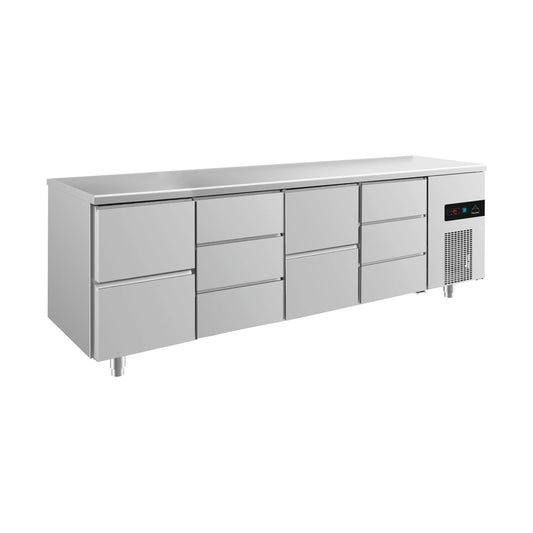 Refrigerated counter -2 to +8°C 2330 × 700 × 850 mm with 2x two drawers and 2x three drawers | A&S KT4ZDZD