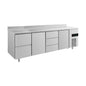 Kühltisch -2 bis +8°C 2330 × 700 × 850 mm mit 2x Türen, 1x zwei Schubladen und 1 × 3 Schubladen u. Aufkantung | A&S KT4ZTDTA