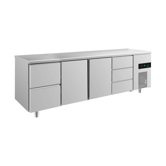 Refrigerated counter -2 to +8°C 2330 × 700 × 850 mm with 2x doors, 1x two drawers and 1 × 3 drawers | A&S KT4ZTTD