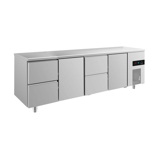 Refrigerated counter -2 to +8°C 2330 × 700 × 850 mm with 2x doors and 2x two drawers | A&S KT4ZTZT