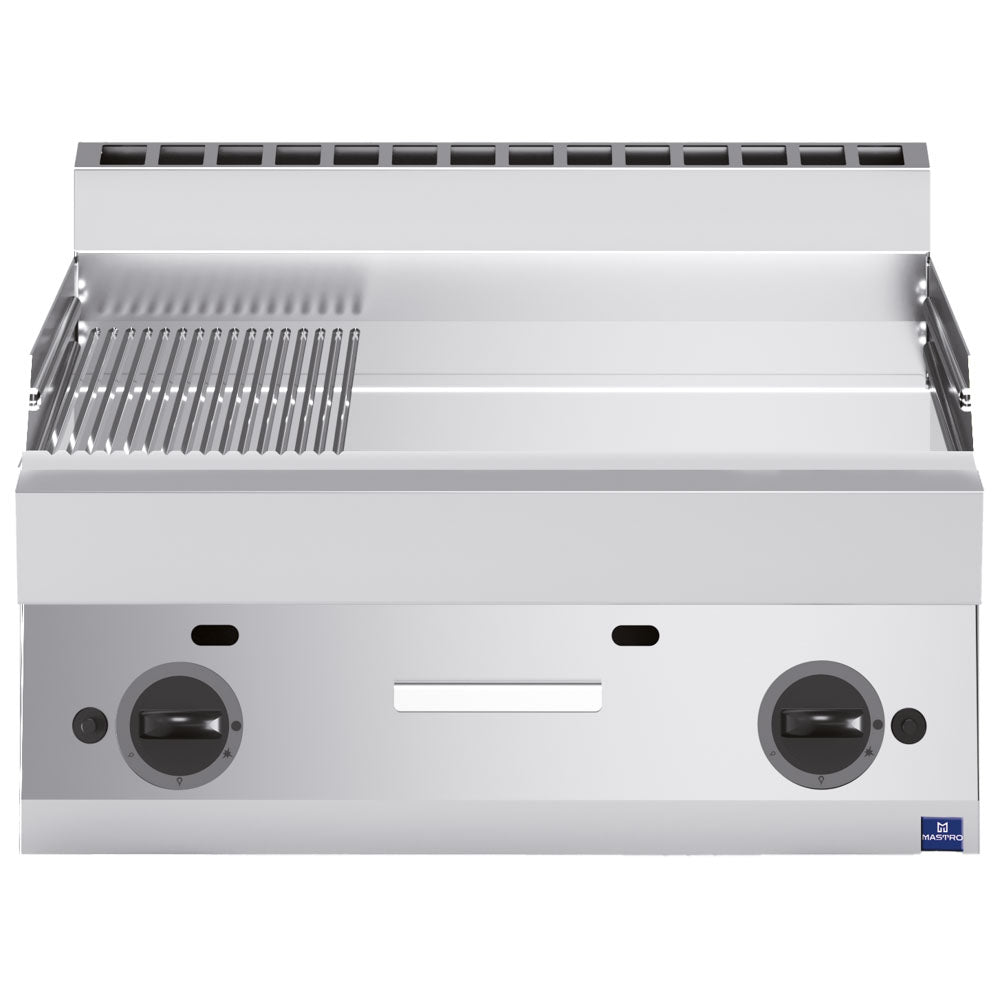 Gas-Grillplatte, Tischmodell, verchromt 1/3 gerillt und 2/3 glatt — Virtus MS657FTRGCRT