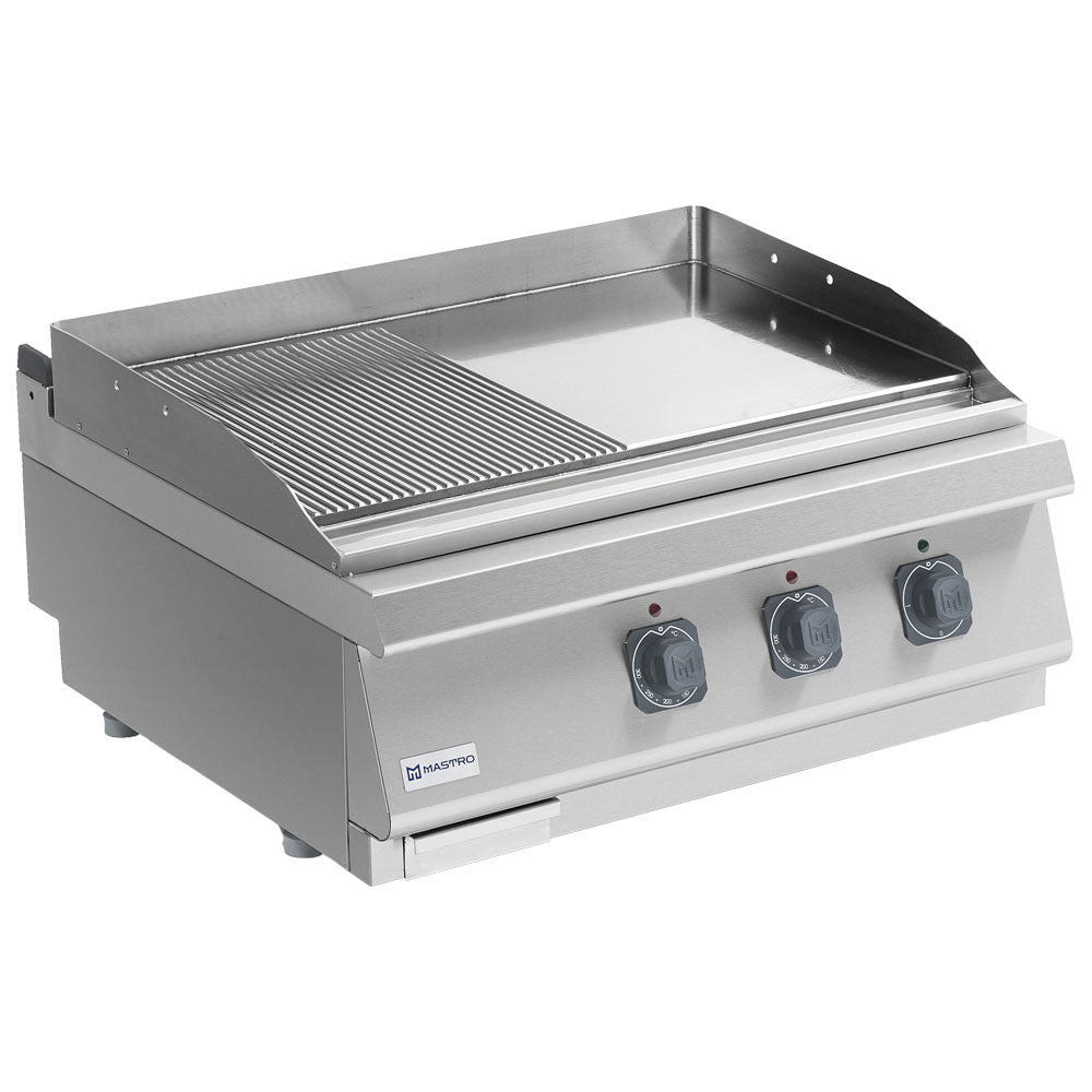 Elektro-Grillplatte, Tischmodell, 1/2 glatte und 1/2 gerillte Platte — Virtus MS78FTRET