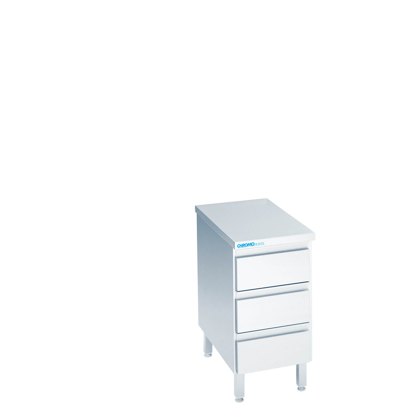 Schubladenblock mit 3 Schubladen, mit Tischplatte allseits ab, 400 × 600 × 850/900 mm