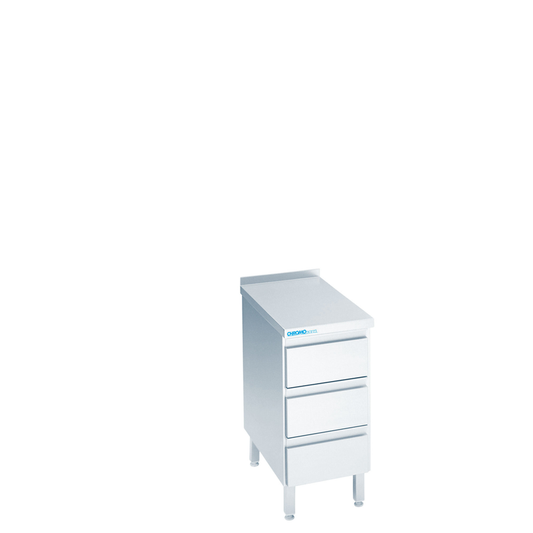 Drawer unit with 3 drawers, with worktop at the back, 400 × 600 × 850/900 mm